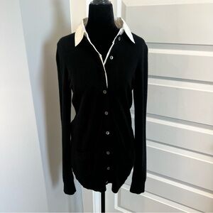 Vince 100% Cashmere Cardigan with Attached Shirt Collar